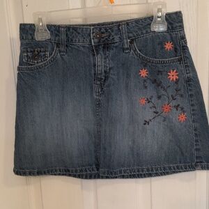 Embroidered Denim Mini Skirt